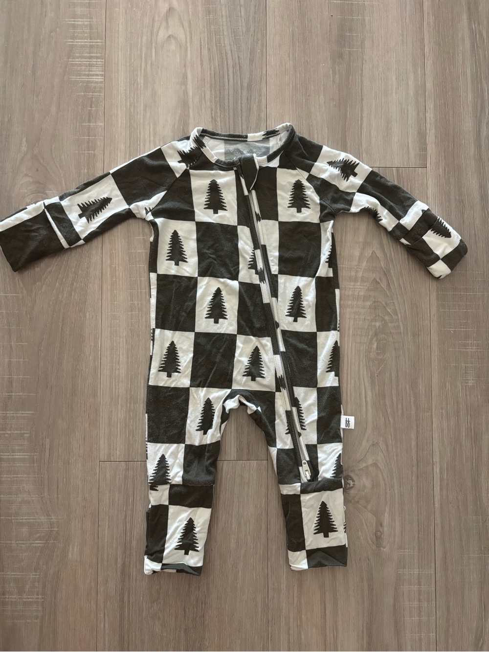 Forever French Baby Christmas Tree-Print  One-Piece Double Zipper Bamboo